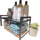 Expandable Cabinet Shelf Organizer 16-26" L Stackable Kitchen Counter Shelf Sink Rack Countertop Storage Black (Wide 10.6D)