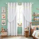 PONY DANCE Living Room Curtains 72 Inch Length - Sheer Overlay Blackout Curtains, 52 inches Wide, Window Treatment Panels, Cortinas De Sala Elegantes (Winter White, Set of 2)