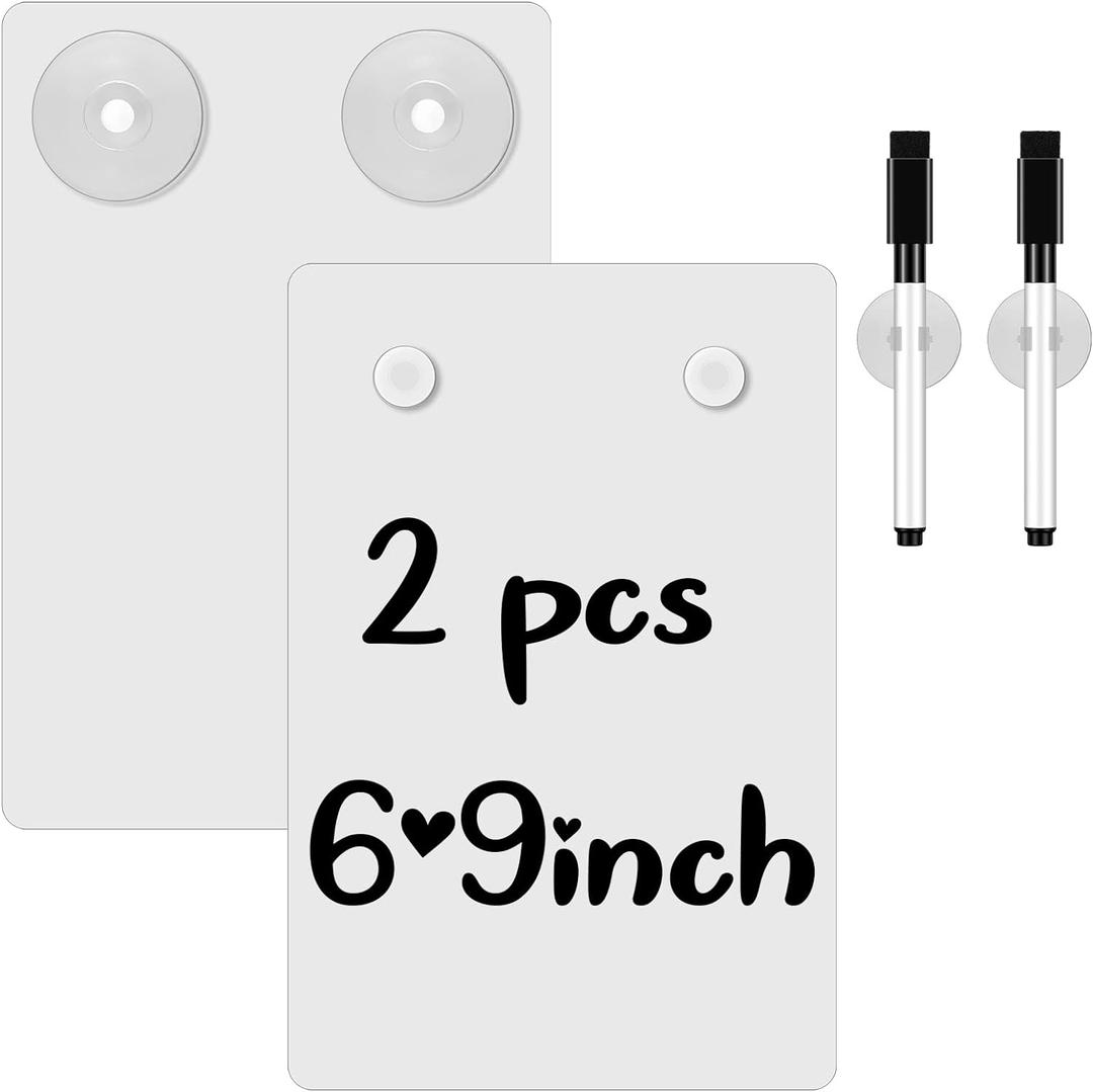 Yexiya 2 Pieces Shower Notepad Waterproof Shower Whiteboard with Suction Cup Dry Erase Board for Shower Shower Writing Pad Board on The Bathroom Wall with Pen for Adults Home Office (6 x 9 Inch)