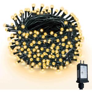 WISD Christmas Outdoor String Lights 75ft 200 LED Waterproof with Memory Modes, Twinkle Plug in Fairy Lights for Indoor Xmas Tree Backyard Wedding Party Garden Balcony Porch Decor, Warm White