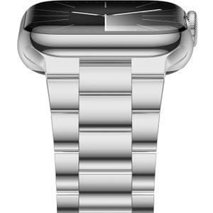 iiteeology Lightweight Stainless Steel Band Designed for Apple Watch Series 1-11, 42mm, 41mm, 40mm, 38mm, SE2&SE3, Replacement iWatch Bands for Women,Silver