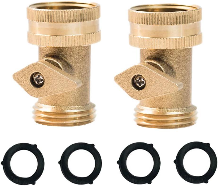 HQMPC Heavy Duty Brass Shut Off , Brass Water hose valve On/Off valve garden hose Connector (2PCS) +4 Extra Pressure Washers HQMPC Heavy Duty Brass Shut Off , Brass Water hose valve On/Off valve garden hose Connector (2PCS) +4 Extra Pressure Washers