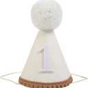 Boho First Birthday Celebration Hat - Natural Conical Cap with Milky White Color - Cake Smash Photo Prop, Best 1st Birthday Accessories