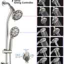 Instant-Mount Drill-Free Height/Angle Adjustable 2-Way Shower Head/Handheld Showerhead Slide Bar Combo (Brushed Nickel), Head Size: 5 inches
