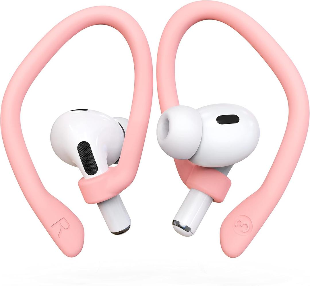 DamonLight Ear Hooks 2 Pairs for AirPods Pro 2 & 1, AirPods 4 & 3, Anti-Slip Comfortable Fit, Ergonomic Design, Accessories (Large, Pink)