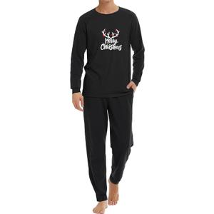 Christmas Pajamas Two Piece Outfits Tracksuits Loungewear Matching Set Pjs Jogger Sets (Black, XXL)
