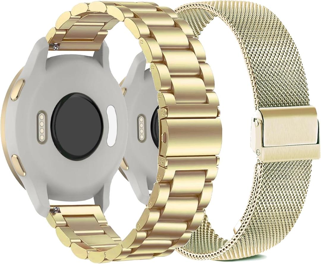 ViCRiOR Watch Bands Compatible with 18mm Garmin Venu 3S/Venu 4 41mm/ Vivoactive 4S /Venu 2s / Vivomove 3S, Solid Stainless Steel Watchband+ Mesh Strap Bracelet for Garmin Forerunner 255s/265S