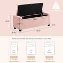 GRAINELL Storage Ottoman Bench, Upholstered Tufted Bedroom Bench with Storage, End of Bed Storage Bench for Living Room & Entryway, 350 lb Capacity, Linen Pink, 43.3" L x 15.35" W x 23" H
