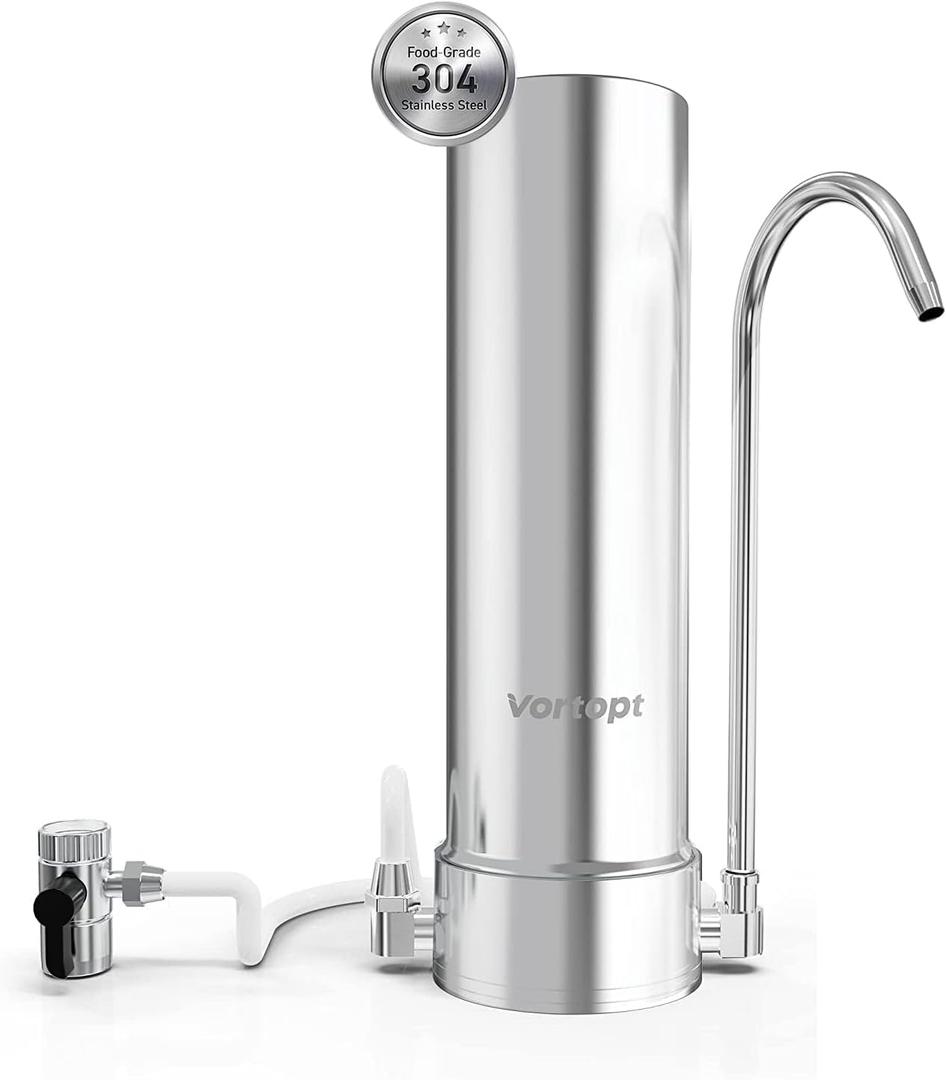 Vortopt F7 Countertop Water Filter System,Rapid Flow,6-8Months or 8000 Gallons Long-Life,5-Stage Filtration- Reduces Chlorine,Heavy Metals,Bad Odors,add Mineral Material-Includes 1 Filter.