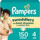 Pampers Swaddlers Diapers, Size 4 (15-34 lbs), 150 Count, Absorbent, Keeps Baby Dry and Comfortable, Skin Safe Disposable Baby Diaper