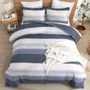 Litanika Queen Comforter Set Black Blue - 3 Pieces Lightweight Fluffy Bedding Comforter Sets, All Season Down Alternative Comforter (1 Comforter, 2 Pillowcases)