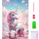 Liccyy 15.7X 27.5in 5D Diamond Art Painting Kits for Adults Teen Starters with Tools, DIY Full Crystal Drill Large Bead Art Paints by Numbers for Home Wall Decoration Gift, Horse Round Gems