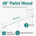 Moxweyeni 48'' Pallet Wand Heavy Duty Pallet Strap Feeder Stainless Steel Stick Guide Strapping Through Pallets PP/PET Strap Lacing Rod Around Loads Corners Shipping Warehouse Palletizing Aid