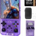 S600 Retro Handheld Game Console, 4 Inch 720p IPS Screen, 128GB with 18,000+ Pre-Installed Games, 3500mAh Battery for Long Play, Portable Linux System (Purple)