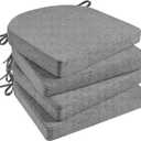 Basic Beyond Chair Cushions for Dining Chairs with Ties and Removable Cover, 2" Thick Seat Cushions for Kitchen Chairs, Set of 4, 17" x 16", Dark Grey