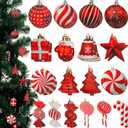 Rich Style 36 Pcs Christmas Tree Candy Cane Ornaments Wooden Hanging Peppermint Candy Red Whit Swirl Lollipop Xmas Ornaments for Home New Year Holiday Party Decoration
