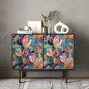 REDAMANCY Colorful Blur/Green Magnolia Floral Pink/Red Flower Abstract Art Peel and Stick Wallpaper Stick on Contact Paper Vintage Wall Paper Easy Peel Off for nightstand Drawer Cabinet Renter