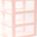 Gonice 3 Drawer Storage Organizer, Pink Plastic Drawer Storage, Small Desktop Organizer for Home, Office