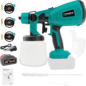 Cordless Paint Sprayer - Handheld HVLP Spray Gun with 21V Lithium Battery,Spray Gun with 3 Nozzles and 3 Patterns,Paint Sprayer for Furniture, Cabinets, Walls Fence, Door, Garden