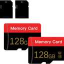 2 Pack Micro Memory Card 128 GB with Adapter, C10/U3/UHS-I/A1, TransFlash Card, TF Card for Camera, Smartphone, Tablet, Drone (Red 128GB*2-S1)