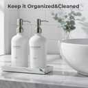 White Glass Soap Dispenser Set for Kitchen, Hand and Dish Soap Dispenser with Stainless Steel Pump & Resin Tray, Perfect for Kitchen,Hotel Rental-Modern Soap Dispenser Decor for Kitchen