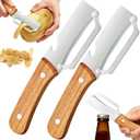 Multi-Functional Vegetable Peeler for Kitchen, 2-in-1 Stainless Steel Kitchen Tool with Bottle Opener and Wooden Handle Stainless Steel Blade for Fruit Apple Carrot Papaya Potato Pumpkin (2PCS)