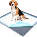 Nuanchu Pee Pad Tray Holder for Dogs, 23 x 23 Inch Silicone Dog Puppy Pad Holder with Four Fixed Points Stable Grip, Raised Edges, Quick-Wipe Dog Potty Tray for Indoor Flooring Protection