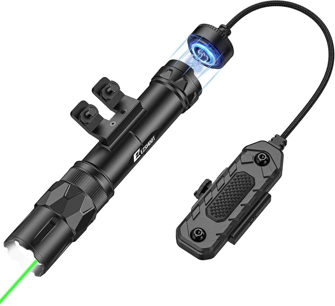 EZshoot 2500 Lumens Rifle Laser Light Combo Compatible with M-Rail, Rechargeable Ar Light Laser Combo with Magnetic Remote Switch, Tactical Rifle Flashlight with Strobe Mode for Home Defense, Hunting