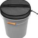 5 Gallon Bucket Lid Boat Trash Can Cover Converter with Mesh Opening for Fishing Bucket, Bait Bucket or Trash Can, Fishing & Boating, Multi-Purpose Adjustable Mesh Design - 1pack Black