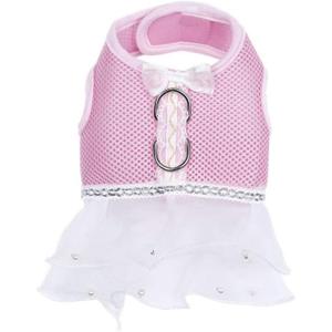Leconpet Mesh Harness Vest for Small and Medium Dogs Breathable, Comfortable Harness Skirt, Dog Harness Dress (M, Pink)