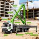 Cement Concrete Pump Truck Toy - Extendable Concrete Boom Pump Construction Trucks Site Playset Building Water Spray Todder Kids Age 3 4 5 6 7 8 Year Old Boy Birthday Christmas Vehicles Education Gift