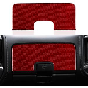 Car Carbon Fiber Decal Copilot Dashboard Sticker Cover Interior Trim for Chevrolet Silverado/GMC Sierra 1500 2500HD 3500HD 2014-2018 Accessories Red