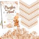 Thyle 51 Pcs Pacifier Hunt Baby Shower Games Include Hunt Sign and 50 Acrylic Pacifiers for Baby Shower Game Decoration Gift Sets Gender Reveal Party Decor(Brown Bear)