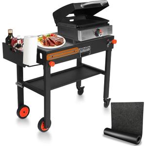 Outdoor Grill Cart with Wheels, Blackstone Griddle Stand for 17" & 22", Folding Grill Table for Weber Grill, Ninja Woodfire Outdoor Grill, Portable Grill Table for Griddle Accessories