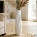 White Tall Floor Vase, 28" Ceramic Large Vase, Decorative Flower Vases for Modern Home Decor Living Room Office Bedroom Kitchen Wedding Centerpieces Farmhouse Dcor