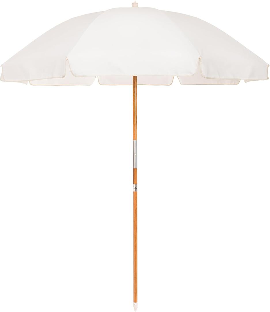 Business & Pleasure Co. Rio Umbrella Scalloped Brim For Beach, Patio or Picnic - 6' Boho Beach Umbrella, 7' Tall Wood Pole, UPF 50+