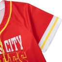 Game Day Shirts Football Jersey for Women Button Down Football Mom Shirt Short Sleeve Tops (Red, L)