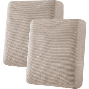 H.VERSAILTEX Super Stretch Individual Seat Cushion Covers Sofa Covers Couch Cushion Covers Slipcover Sets Thick Jacquard Textured Twill Fabric (2 Piece Medium Sofa Cushion Covers, Sand)