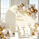 Gallety 7.2 FT Ivory Round Backdrop Cover for 5 to 7.2ft Circle Stand Adjustable Polyester Arch Backdrop Cover for Wedding Arch Birthday Party Photography Decoration