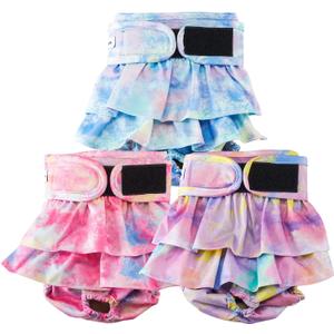 Reusable Dog Diapers Female Washable, Premium Doggie Diaper for Dogs, Pack of 3, Highly Absorbent Small Dog Diaper for Heat, Incontinence and Puppy Training (S)