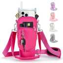 linmaya Water Bottle Carrier Bag with Phone Pocket for Stanley Cup 40/30oz,Insulated Neoprene Water Bottle Holder Cross-boday Bag with Adjustable Shoulder & Handheld Strap Stanley Cup Accessories (40OZ, Hot Pink)
