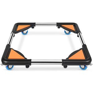 SPACECARE Mini Fridge Stand Mobile Roller, Adjustable Furniture Dolly with 4 Locking Wheels, Heavy Duty Washing Machine Base, Universal Appliance Pedestal for Dryer and Refrigerator- Black