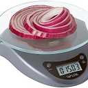 Taylor Digital Kitchen Scale with Glass Platform, Tare Button, and Plastic Body Weighs up to 11 Pounds Capacity, Silver