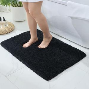 Bathroom Rugs Non Slip Washable 36x24, Ultra Thick Soft Microfiber Absorbent Bath Mats, High Density Foam Latex Non Slip Backing Bath Rugs, Fluffy Floor Carpet for Tub&Shower, Black