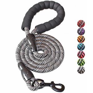 BAAPET 2/4/5/6 FT Dog Leash with Comfortable Padded Handle and Highly Reflective Threads for Small Medium and Large Dogs (5FT-1/2'', Black Silver)