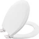 Wood Toilet Seat, Slow Close, High Gloss Finish, Premium Moulded Wood, Quick Release, White, PIKLiDS (Round)