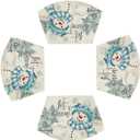 Artoid Mode Christmas Snowman Snowflakes Wedge Shape Placemats for Round Table Set of 4, Let It Snow Winter Seasonal Kitchen Dining Table Decoration for Indoor Party Home (12" x 18", Wedge 4 Pcs, Blue)