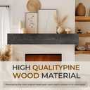 Fireplace Mantel Handmade, 6'' Thick Wall Decor Long Floating Shelf, 48inch Rustic Wood Shelf with Invisible Brackets, Black, 48x6x8-hollow