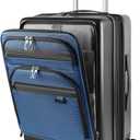 KROSER Hardside Expandable Carry On Luggage 22x14x9 Airline Approved With Front Business Pockets, 20 Inch Suitcases with Wheels, Carry on Suitcase with TSA Lock & USB Port, Black-Haze Blue