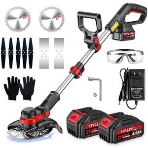 Weed Wacker‌,21V Cordless Electric Weed Eater, with 2×4.0Ah Battery Battery Powered, 3-in-1 Stringless Grass Trimmer, Brush Cutter, Edger, 3.9 lbs, for Lawn Yard Garden